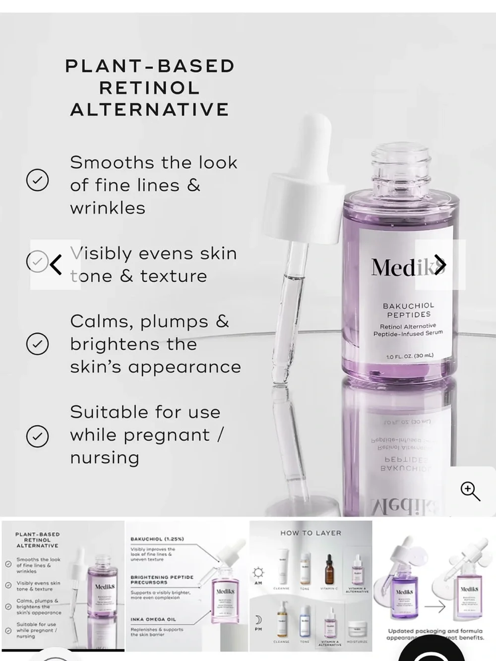 Medik8 Bakuchiol Peptides Serum - Lavender Clear Bottle